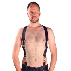 Mister B Combi Harness Braces Basic Black bretelle doppio uso leather pelle