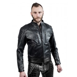 Mister B Leather Biker Jacket Black Stripes giubbotto da motociclista leather pelle