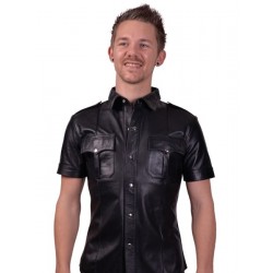 Mister B Leather Police Shirt Short Sleeves camicia in pelle