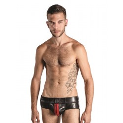 Mister B Powerjock Red Striped jockstrap sospensorio leather pelle con zip