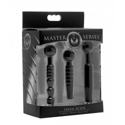 Master Series Dark Rods 3 Piece Silicone Penis Plug Set di 3 sonde uretrali in silicone
