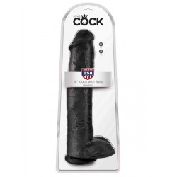 King Cock (15.00 inch) 38,10 cm. Black with Balls dildo XXL fallo realistico nero