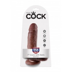 King Cock (7.00 inch) 17,80 cm. With Balls Brown dildo fallo realistico