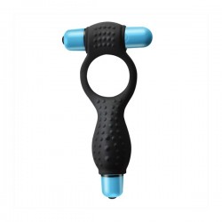 Rocks Off Remix 10 Speed Black cockring ballstretcher con doppia vibrazione vibrante in silicone nero