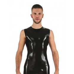 Mister B Rubber Sleeveless T-Shirt Black White smanicata in rubber gomma