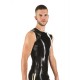 Mister B Rubber Sleeveless T-Shirt Black White smanicata in rubber gomma