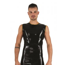 Mister B Rubber Sleeveless T-Shirt Black Yellow smanicata in rubber gomma