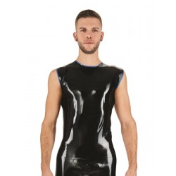 Mister B Rubber Sleeveless T-Shirt Black Blue smanicata in rubber gomma