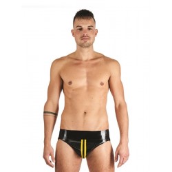 Mister B Rubber Jock Strap Black Yellow jockstrap sospensorio rubber gomma