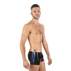 Mister B Rubber Trunks Black Blue calzoncini in rubber gomma