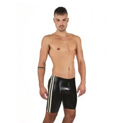Mister B Rubber Fucker Shorts Black White calzoncini in rubber gomma con zip