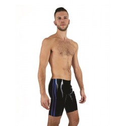 Mister B Rubber Fucker Shorts Black Blue calzoncini in rubber gomma con zip