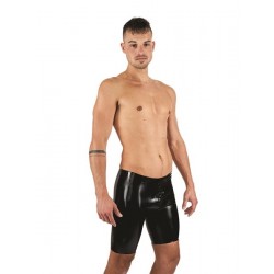 Mister B Rubber Fucker Shorts Black calzoncini in rubber gomma con zip