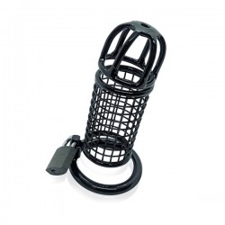Black Label Black Chastity Series Mesh Stainless Steel Ø 45 mm. gabbia di castità in acciaio inox per il pene