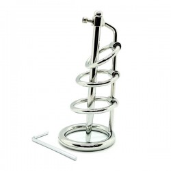 Black Label Stainless Steel Chastity Device Curator 45 mm. gabbia di castità per il pene con sonda uretrale