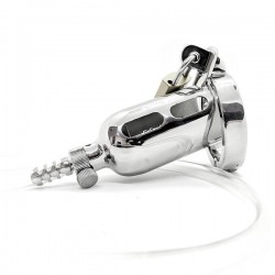 Black Label The Tap Stainless Steel Chastity Cage gabbia di castità in acciaio inox con sonda uretrale e controllo fluidi