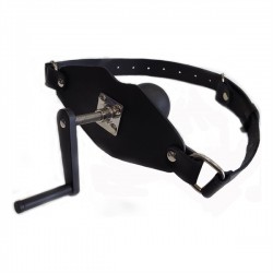 Black Label The Killer Leather & Silicone Ball Gag bavaglio con manovella e palla di gomma