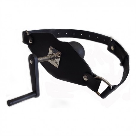 Black Label The Killer Leather & Silicone Ball Gag bavaglio con manovella e palla di gomma