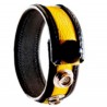 Black Label 3 Snap Leather Cock Ring Black Yellow cocking in pelle con tre clips