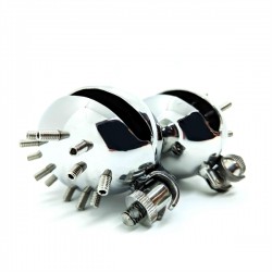 Black Label Stainless Steel Evil Ball Crusher & Presser tortura i testicoli con viti appuntite in acciaio inox