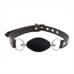 Black Label Silicone Ø 42.5 mm. Oval Ball Gag Black bavaglio in silicone per restrizioni