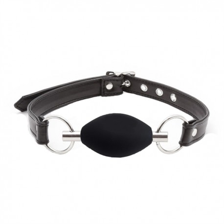 Black Label Silicone Ø 42.5 mm. Oval Ball Gag Black bavaglio in silicone per restrizioni