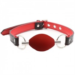 Black Label Silicone Ø 42.5 mm. Oval Ball Gag Red bavaglio in silicone per restrizioni