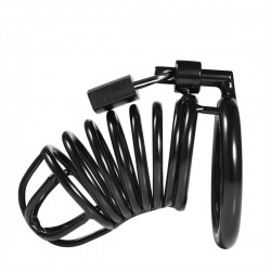 Black Label Stainless Steel Black Line Spiral Chastity Cage Black gabbia di castità in acciaio inox per il pene