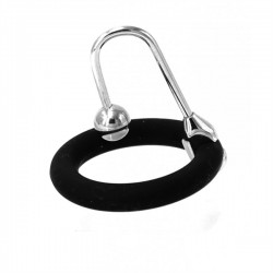 Black Label Cum Stopper With 2 Silicone Rings anello glande da 25 mm. a 30 mm. con ferma sperma in acciaio inox