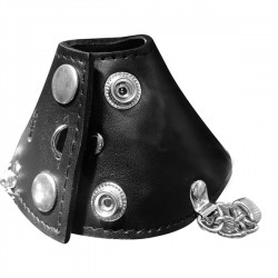 Black Label Spiked Parachute Ball Stretcher stringi scroto in pelle con clips