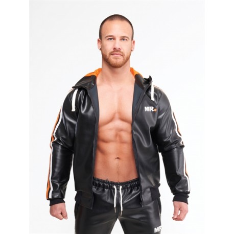 Mr Riegillio MR Tracksuit Jacket Black Orange giubbotto tuta in pelle sintetica