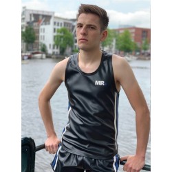 Mr Riegillio MR Tank Top Black Blue Stripe canotta