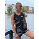 Mr Riegillio MR Tank Top Black Orange Stripe canotta