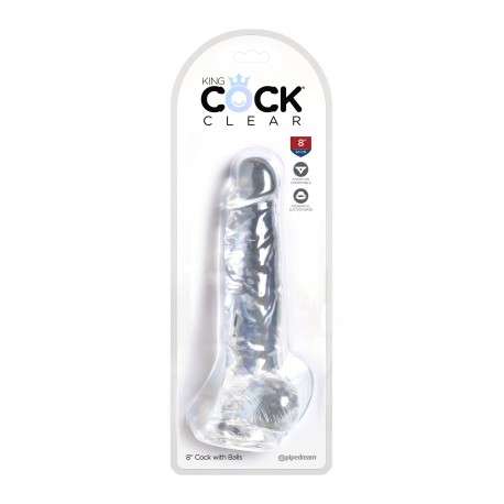 King Cock (8.00 inch) 20,32 cm. With Balls dildo fallo realistico trasparente