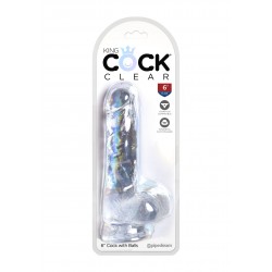 King Cock Clear (6 inch) 15,24 cm. With Balls dildo fallo realistico trasparente