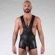665 Neoprene Open Crotch Wrestling Black tuta canotta calzoncini in neoprene con aperture