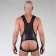 665 Neoprene Open Crotch Wrestling Black tuta canotta calzoncini in neoprene con aperture