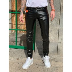 Mr Riegillio MR 5 Pockets Pants Black pantaloni in pelle artificiale