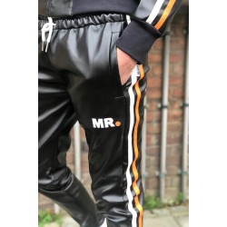Mr Riegillio MR Tracksuit Pants Black Orange pantaloni tuta in pelle sintetica