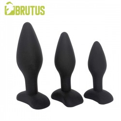 Brutus 3 Plug Ass Training Kit Silicone Plugs S M L Black kit di 3 plug dilatatori anali in silicone