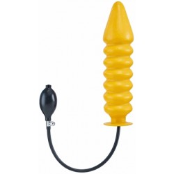 Inflatable Solid Ribbed Yellow dildo XL dilatatore anale gonfiabile