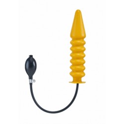 Inflatable Solid Ribbed Yellow dildo Large dilatatore anale gonfiabile