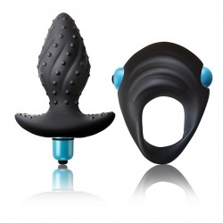Rocks Off Ibex Men-X Waterproof Vibrating Butt Plug + Vibrating Cockring dilatatore anale vibrante + cockring vibrante