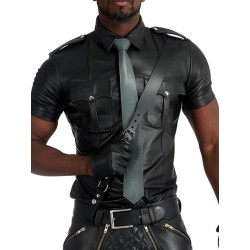 Mister B Leather Tie Stitched Grey cravatta in pelle grigio
