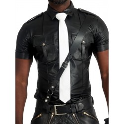Mister B Leather Tie Stitched White cravatta in pelle bianco