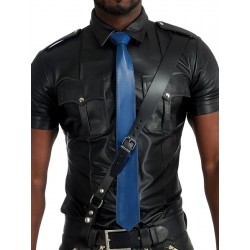 Mister B Leather Tie Stitched Blue cravatta in pelle blue