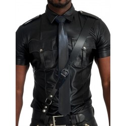Mister B Leather Tie Stitched Black cravatta in pelle nero