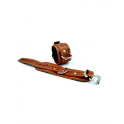 Mister B Leather Wrist Restraints Stitched Brown coppia di bracciali per polsi in pelle per restrizioni