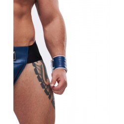 Mister B Leather Circuit Wrist Wallet Zip Blue White bracciale con portafoglio interno con zip in leather pelle