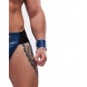 Mister B Leather Circuit Wrist Wallet Zip Blue White bracciale con portafoglio interno con zip in leather pelle